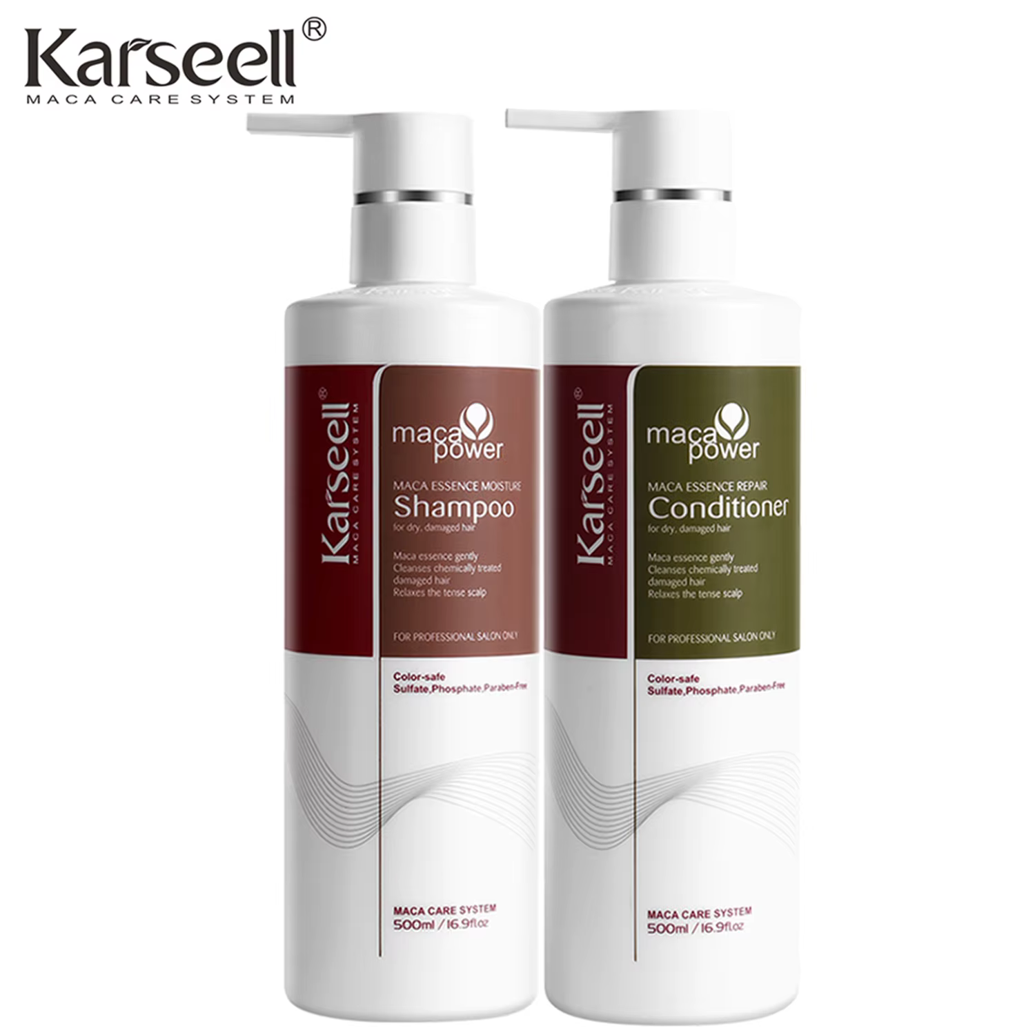 Shampooing et après-shampoing hydratants Karseell originaux 500 ml à l'huile d'argan, ensemble de so