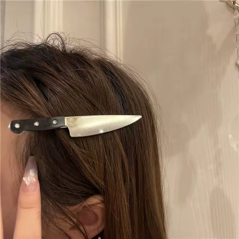 Pinces à cheveux avec couteau d'émulation gothique créatif, 2 pièces, épingles à cheveux à frange la