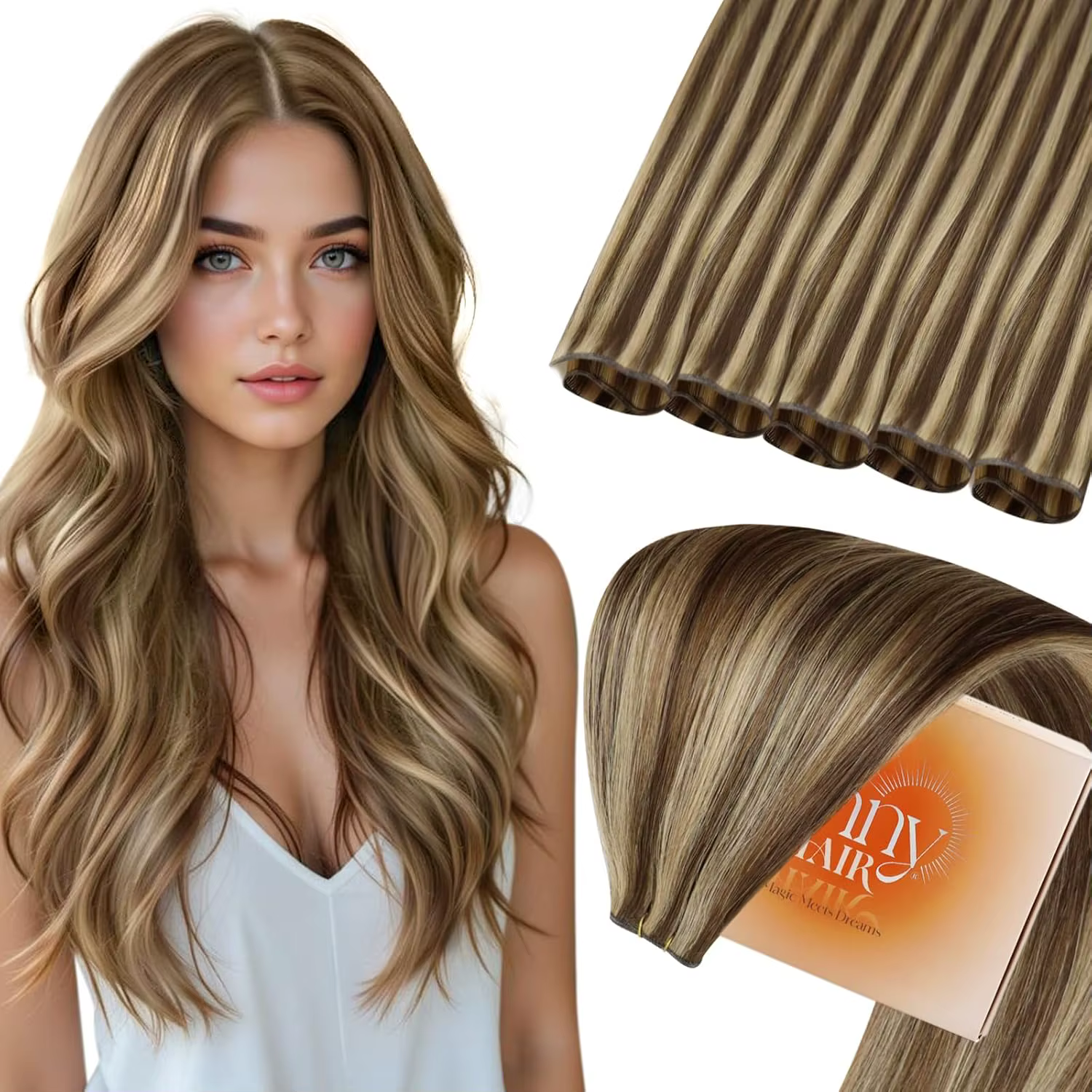 Ve Sunny Hair Trame Extensions de cheveux vrais cheveux humains coudre en génie Extensions de cheveu