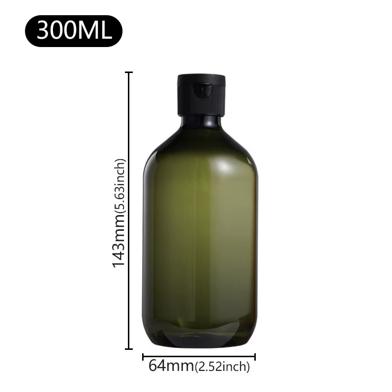 Shampooing liquide en plastique, d'extraction de 300 à 500ml, vert et brun, usage quotidien, pour ge