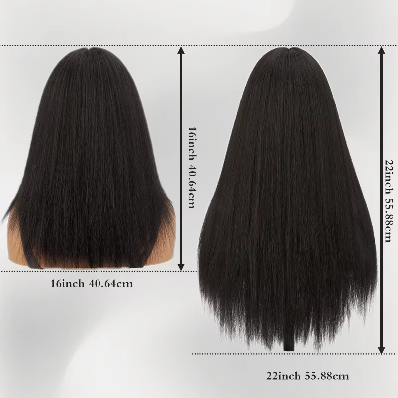 Perruque Yaki synthétique longue et crépue lisse, 16/22 pouces, cheveux doux et moelleux pour femmes