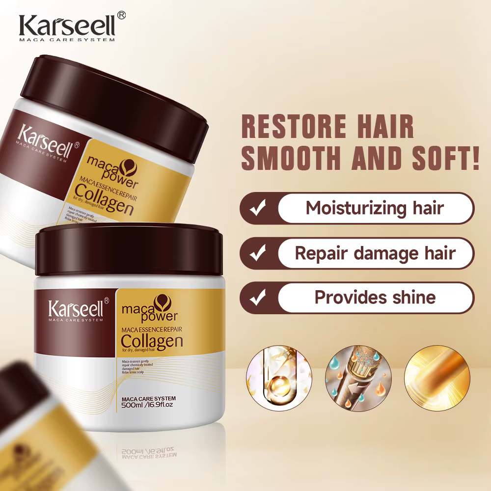 Karseell 500ml traitement capillaire au collagène réparation profonde conditionnement huile d'argan 