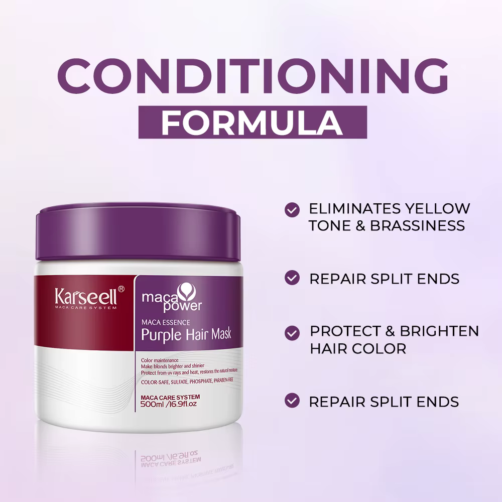 Karseell – masque capillaire violet professionnel, 100ml/500ml, neutralise les tons jaunes en laiton