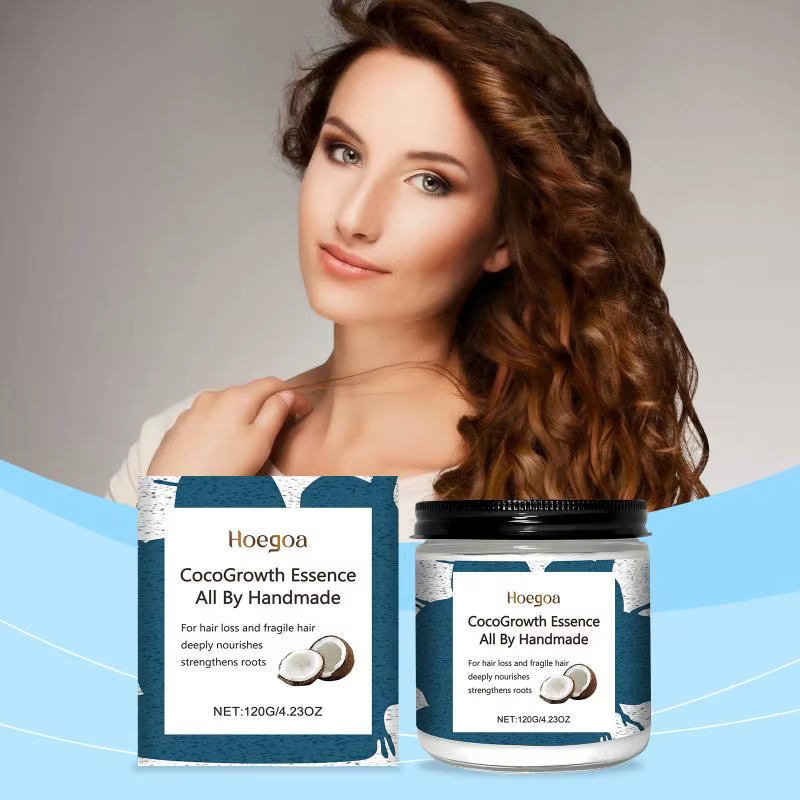 Crème capillaire à l'huile de coco Hoegoa, soin capillaire hydratant, nourrissant, volumisant et ado