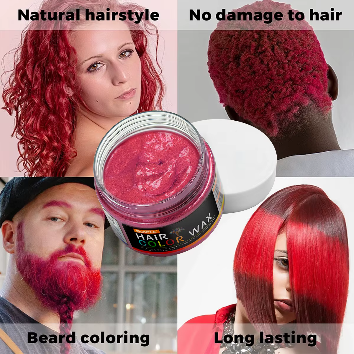 Cire colorante pour cheveux pour la Saint-Valentin, pour hommes et femmes, argile capillaire, teintu