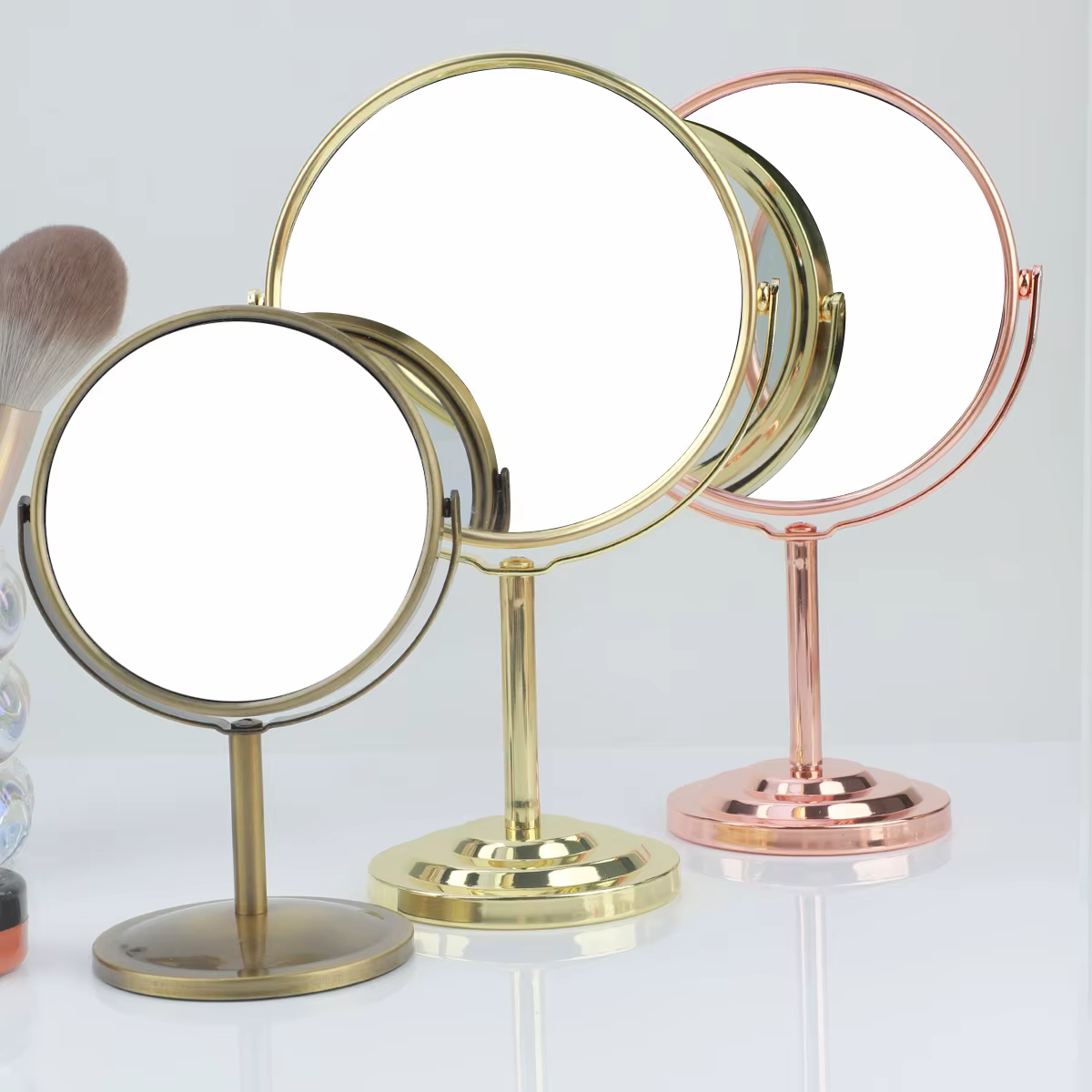 Miroir de maquillage Double face 3/4/5 pouces, avec grossissement 2X, réflexion claire et miroir de