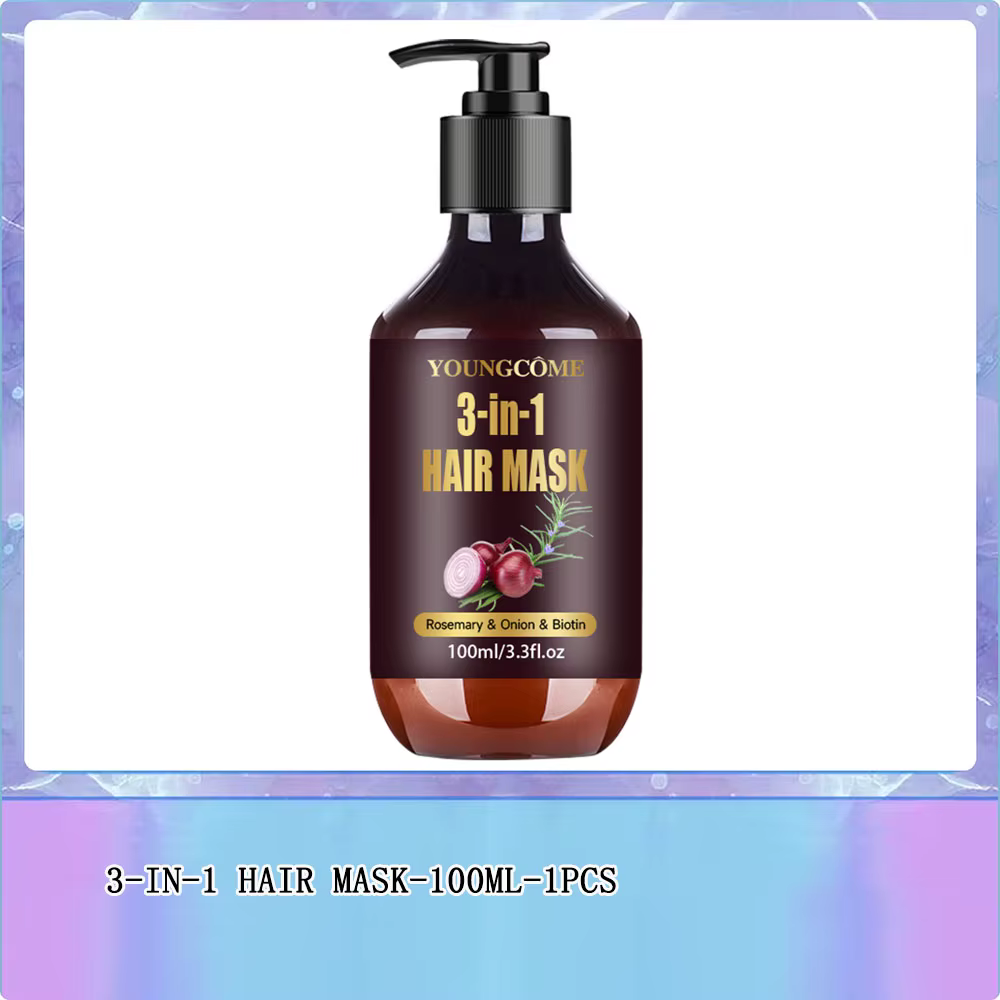 Masque capillaire biologique au romarin, oignon biotine 3 en 1, traitement naturel, nourrissant, réd
