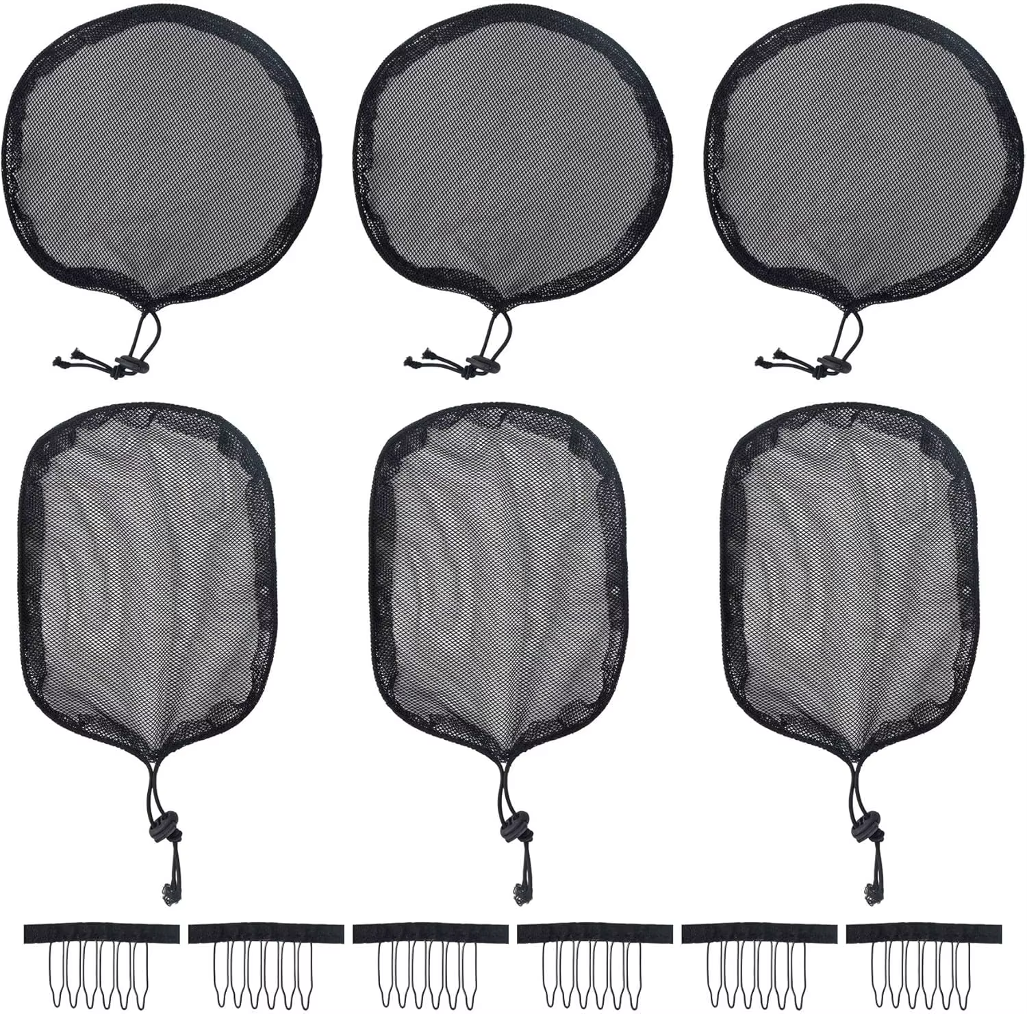 Filet de tissage noir, 5 pièces, cordon élastique, queue de cheval avec 3 Clips en maille pour la fa