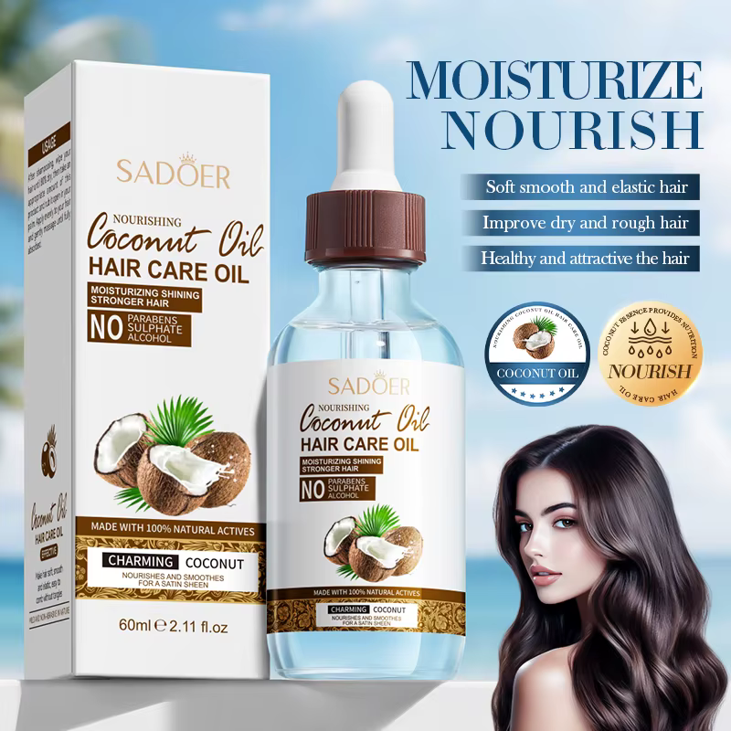 SADOER huile de soin capillaire à la noix de coco réparation de l'essence de cheveux cheveux secs et