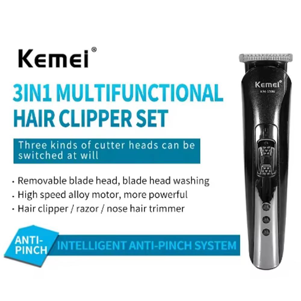 Kemei KM-1506 3 en 1 rasoir électrique coupe de cheveux charge tondeuse à cheveux électrique Recharg