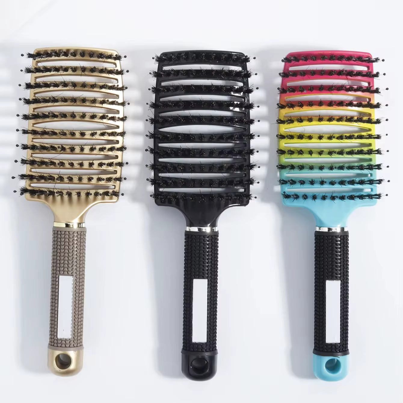 Brosse à cheveux démêlante en poils et Nylon pour femmes, peigne de Massage humide, outils de coiffu