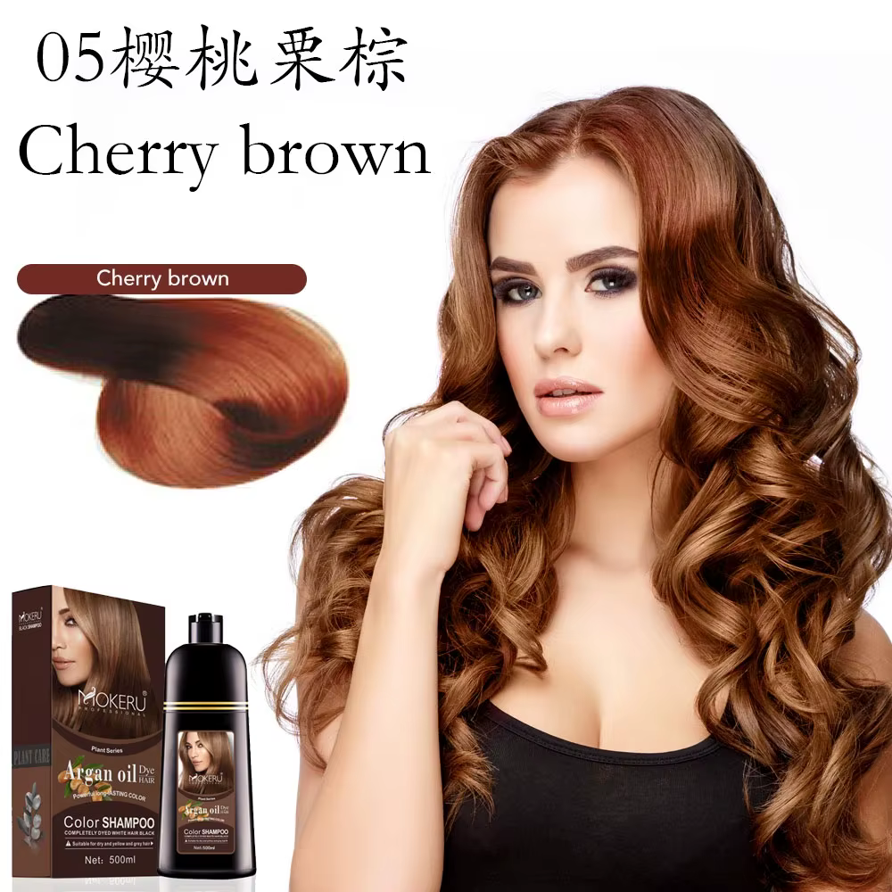 Mokeru Shampooing Colorant Permanent Naturel Bio pour Cheveux Bruns, Teinture Noire Longue Durée pou