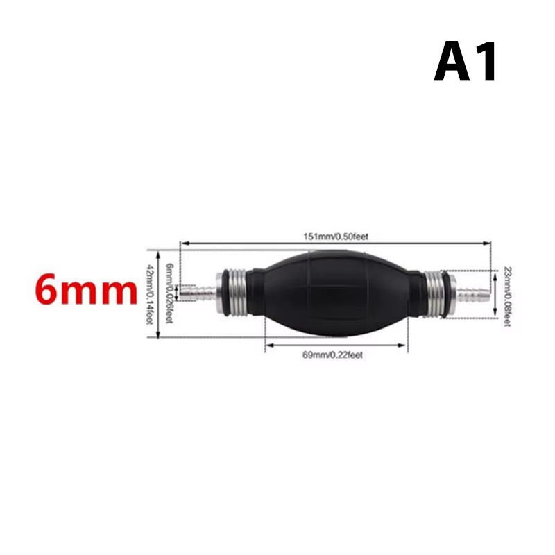 Pompe manuelle à carburant 6mm/8mm/10mm/12mm en caoutchouc et aluminium, pour transfert de diesel, h