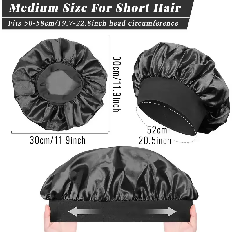 Bonnet doublé en Satin de soie douce, 1 pièce, grand Bonnet de cheveux en Satin, Bonnet de douche de