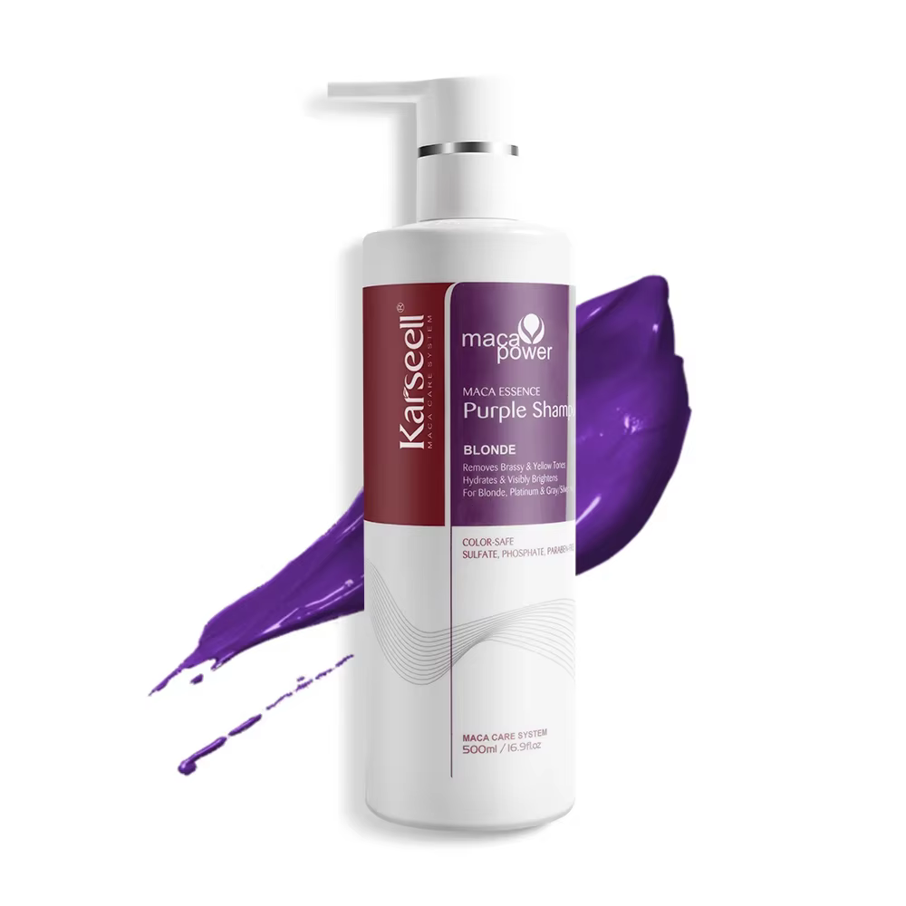 Shampoing violet Karseell de 500 ml pour cheveux blonds gris argenté mis en évidence