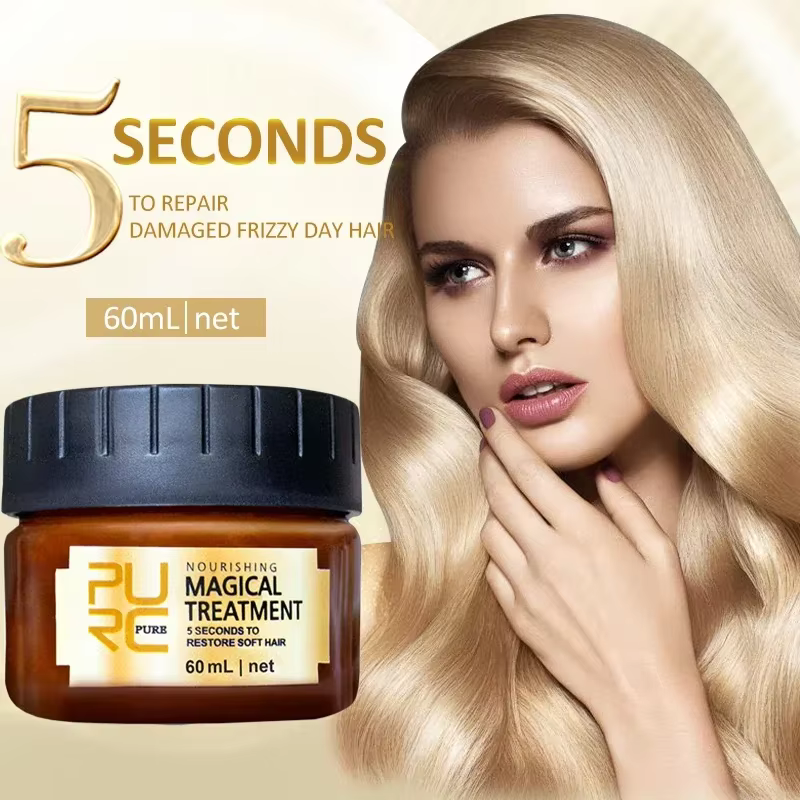PURC 5 secondes traitement magique masque capillaire répare les dommages frisottis cheveux kératine