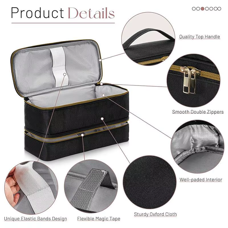 Étui pour sèche-cheveux imperméable à double couche, sac de voyage portable de grande capacité pour