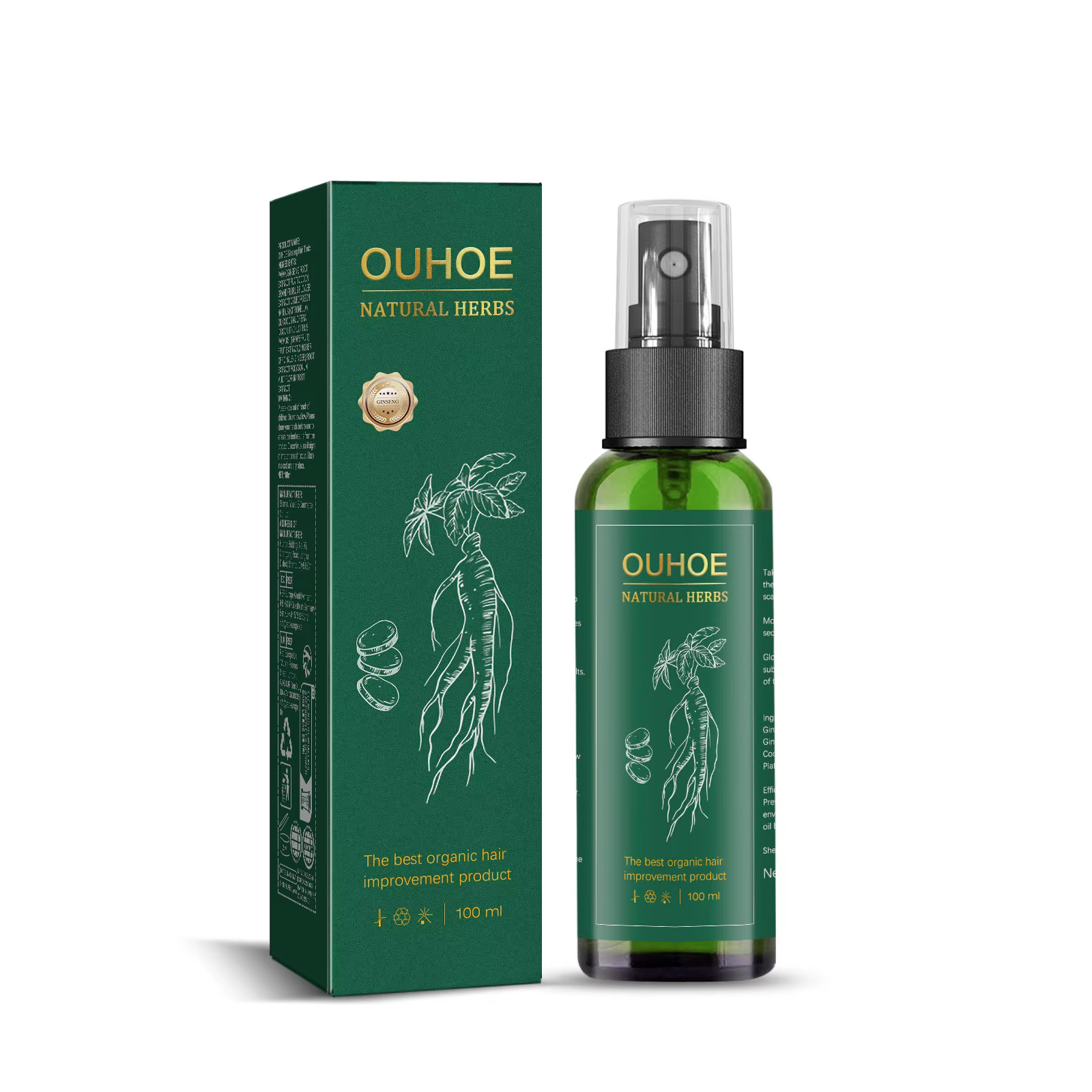 Ouhoe Ginseng sérum de croissance des cheveux 100ml nourrir le cuir chevelu formule bioactive favori