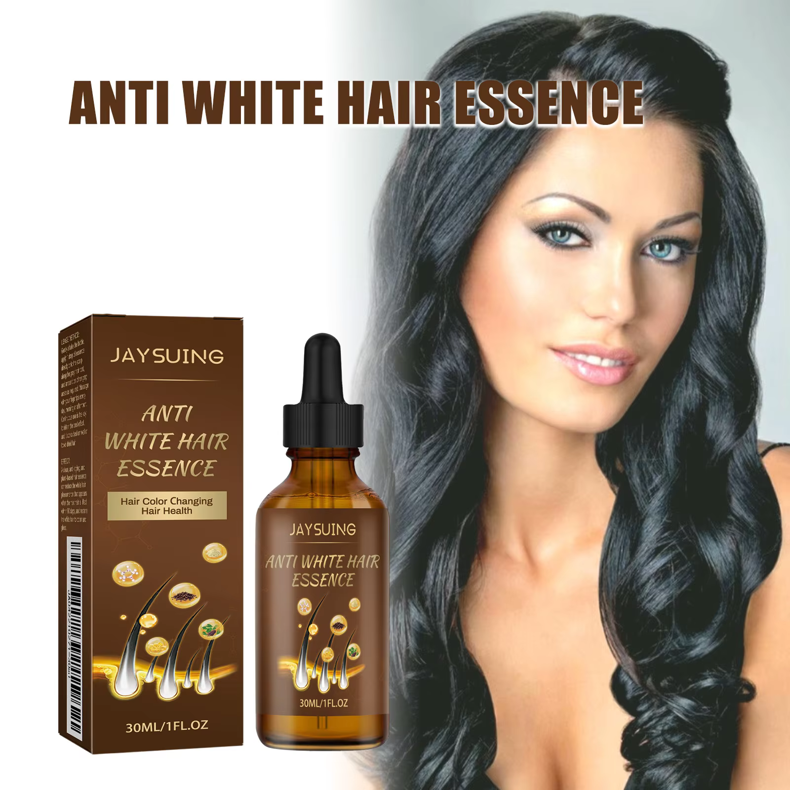 Sérum capillaire Jaysuing, anti-gris, réparation, couleur naturelle, lissage des cheveux, nourrissan