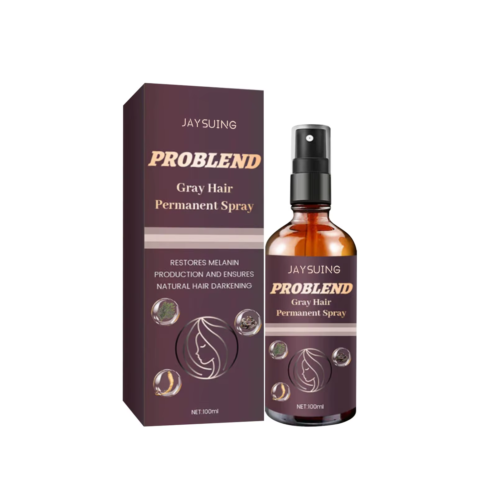 Spray assombrissant pour cheveux blancs et gris, réparation de la mélanine noire, Anti-perte du cuir