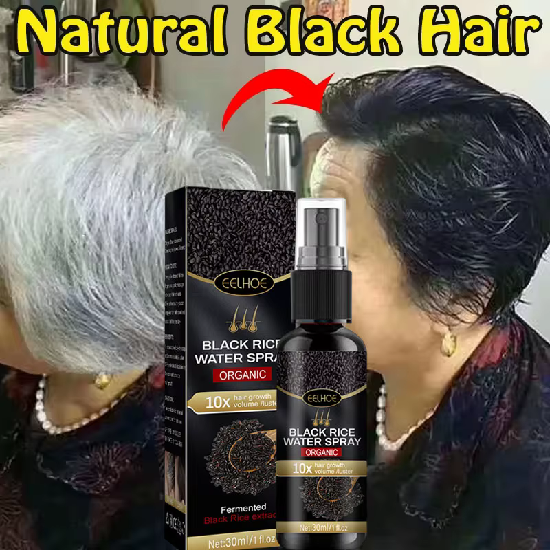 Spray de traitement capillaire gris blanc à base de plantes, couverture de cheveux blancs à noir, ré