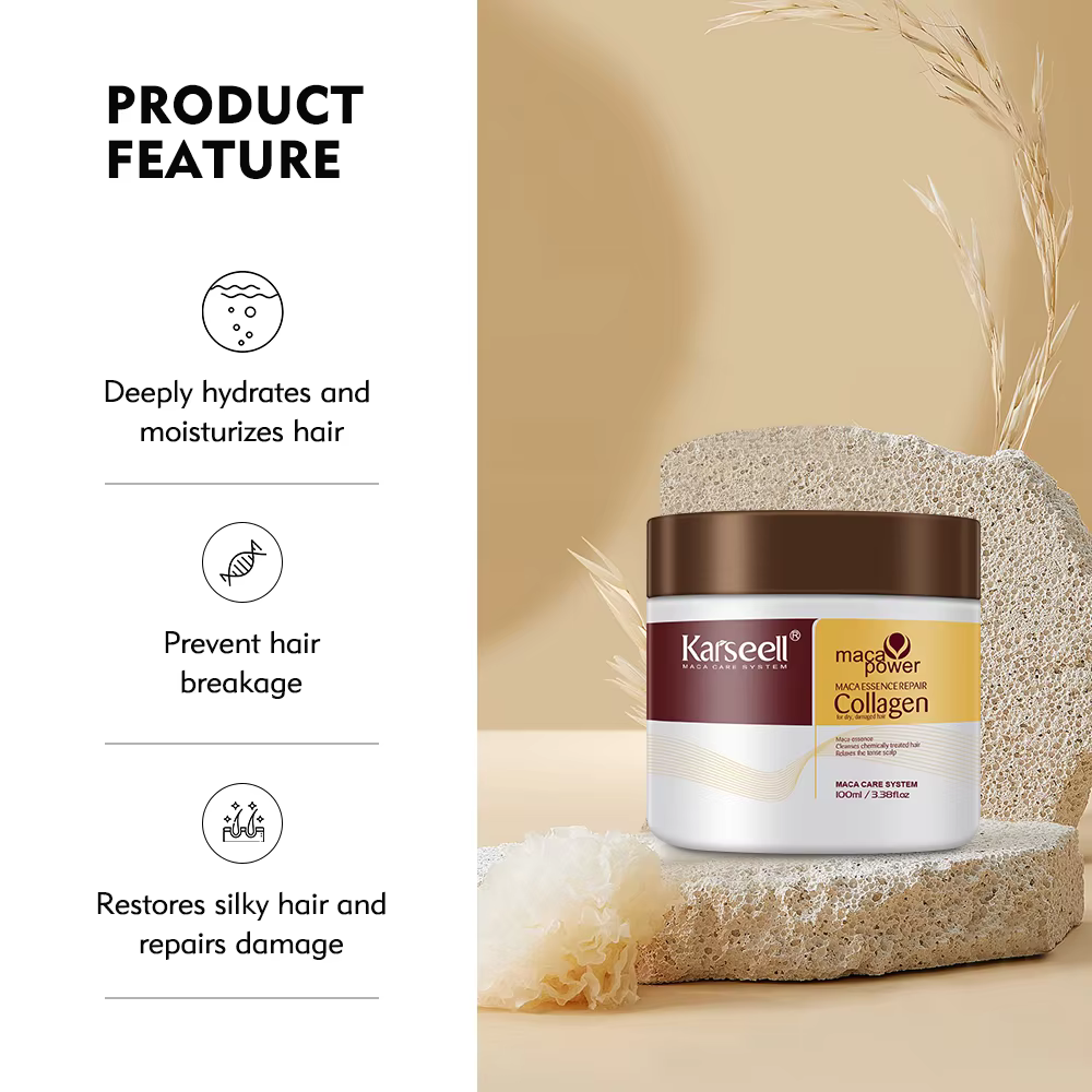 Karseell 100ML masque capillaire au collagène réparation profonde dommages huile d'argan traitement