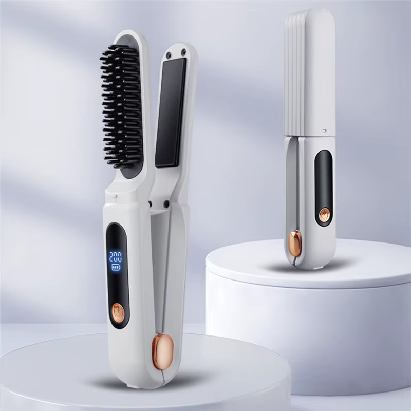 [NOUVEAU!ABMK】 Peigne lissant numérique 2 en 1, fer à lisser pour cheveux réglable en 3 températures
