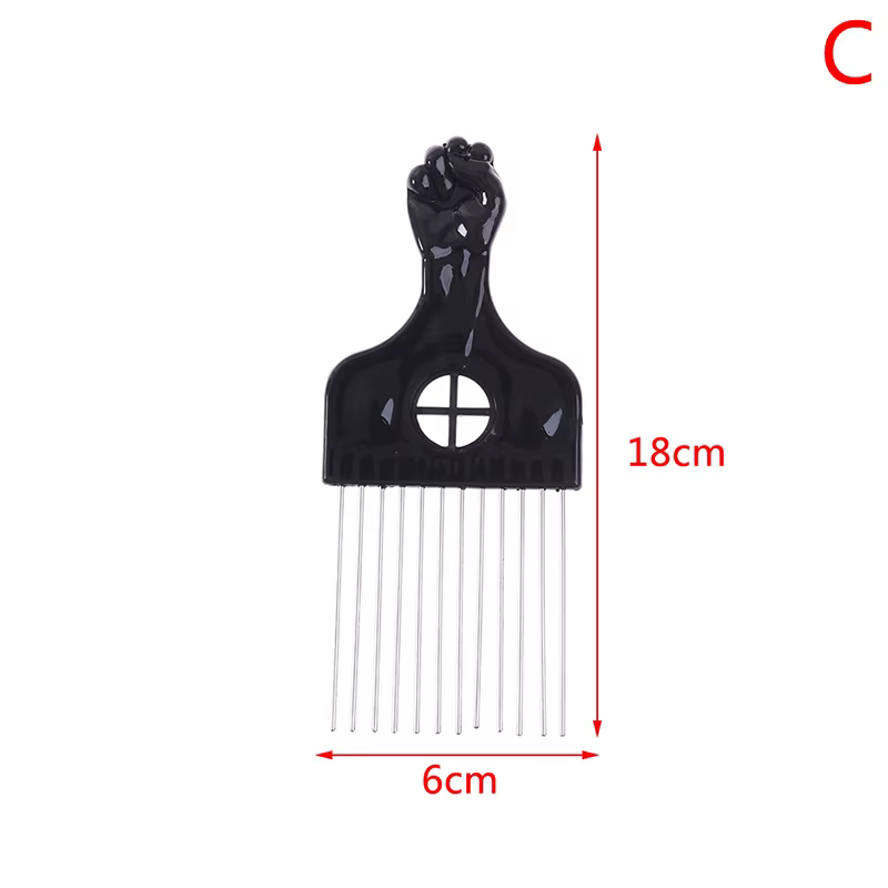 Peigne à cheveux en métal afro noir - Outil de coiffure africain pour les salons et la maison