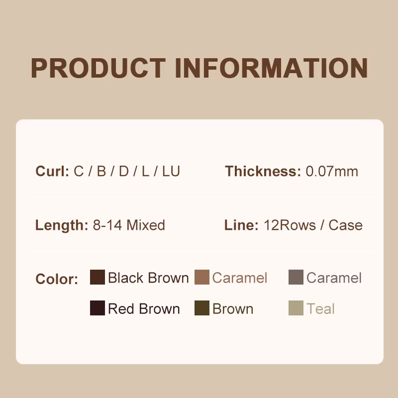 NATUHANA Extension de cils couleur Caramel individuel Faux vison couleur Faux cils marron sarcelle m