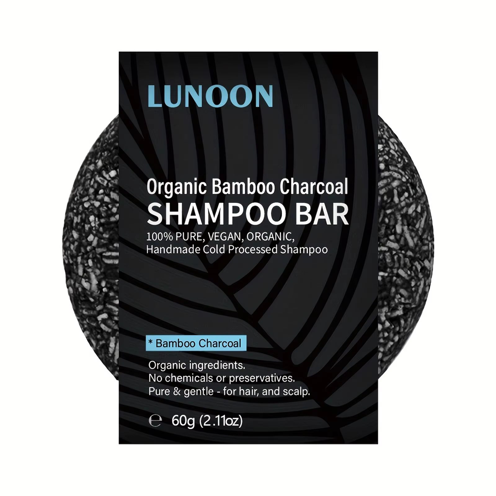 Barre de shampoing au charbon de bambou noir – Réduit la perte de cheveux et les cheveux gris, purif