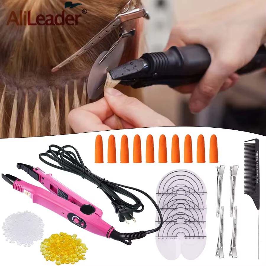 Ensemble d'outils d'extension de cheveux en fer à Fusion professionnel