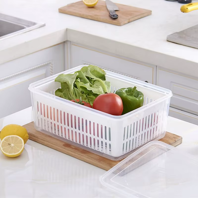 Réfrigérateur organisateur réfrigérateur boîte de rangement légumes frais fruits boîtes vidange panier conteneurs de stockage garde-manger cuisine organisateur
