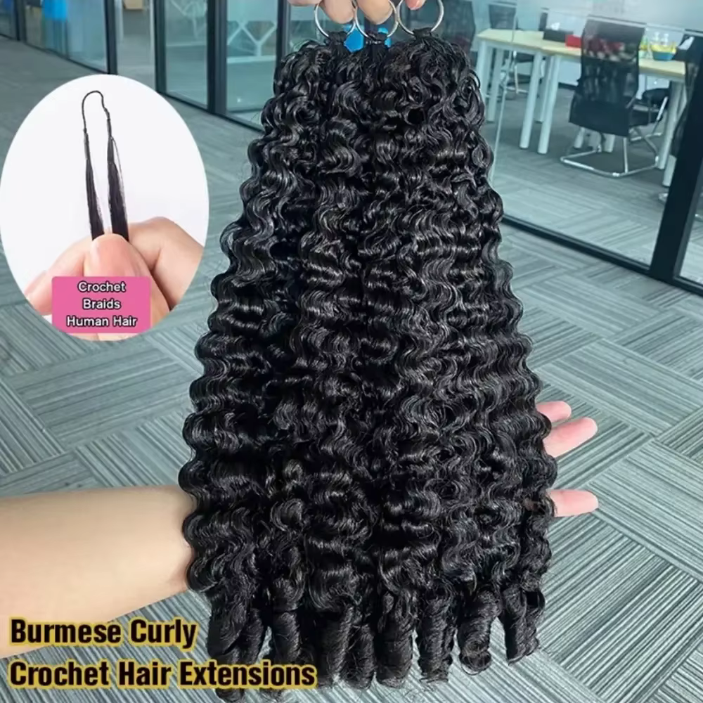 Extensions de cheveux humains bouclés au crochet