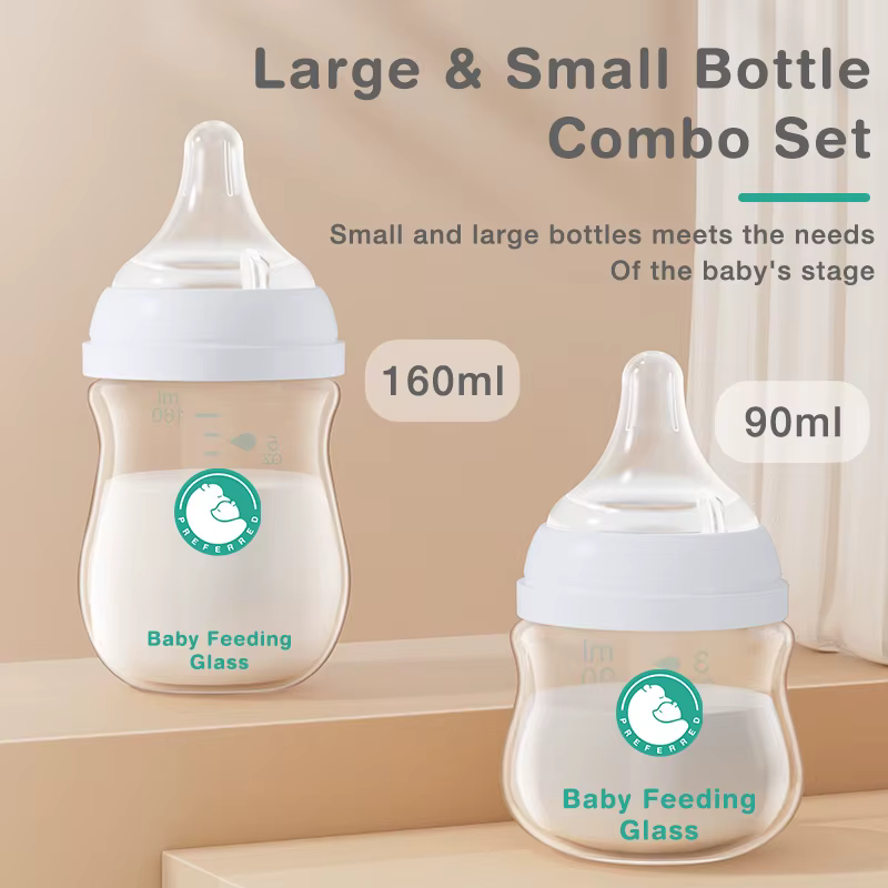 MAMIJOY biberon Anti-étouffement bouteilles en verre pour nouveau-né 90/160ML biberons de lait Anti-flatulences infantile sans BPA 0-3 mois
