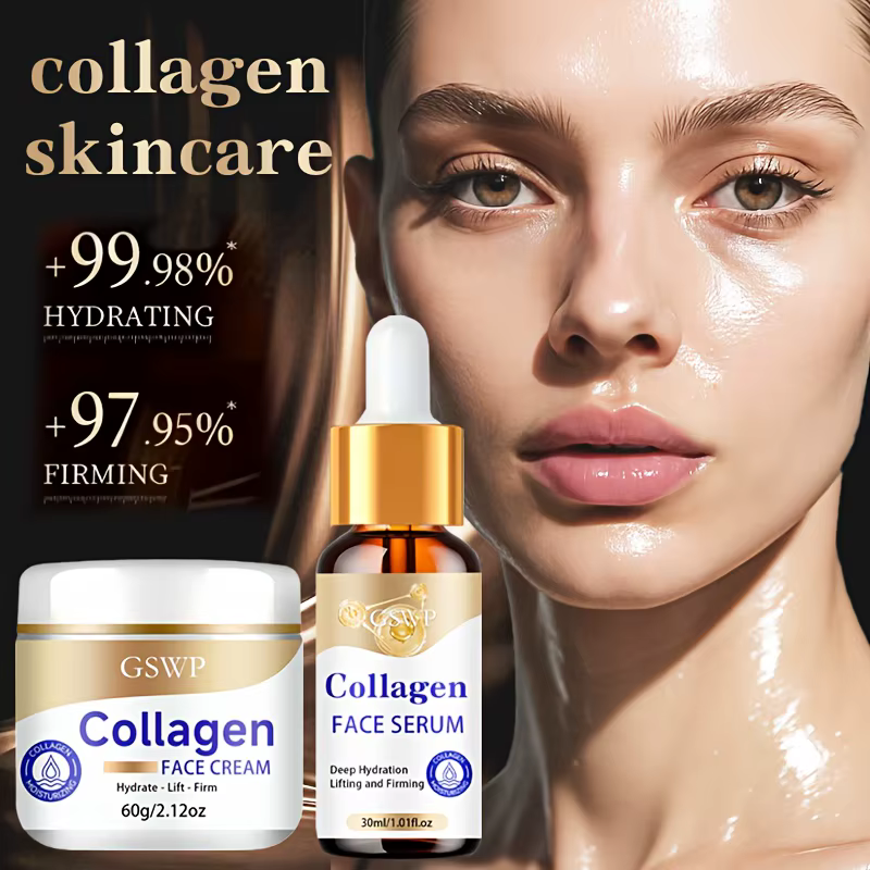 Ensemble crème et sérum hydratants au collagène GSWP : hydrate en profondeur
