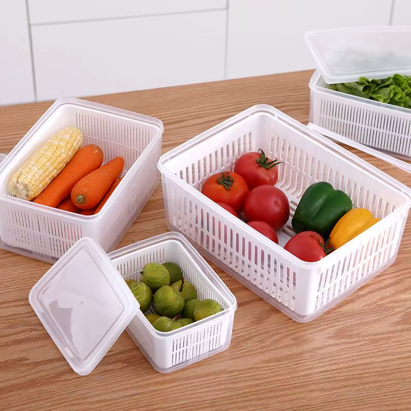 Réfrigérateur organisateur réfrigérateur boîte de rangement légumes frais fruits boîtes vidange panier conteneurs de stockage garde-manger cuisine organisateur