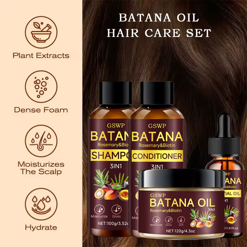 Ensemble de 4 produits GSWP à l'huile de Batana : shampoing