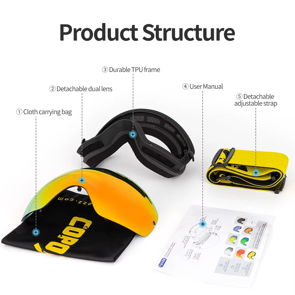 COPOZZ hommes femmes marque lunettes de Ski lunettes de Snowboard lunettes pour Ski UV400 Protection lunettes de neige Anti-buée masque de Ski lunettes