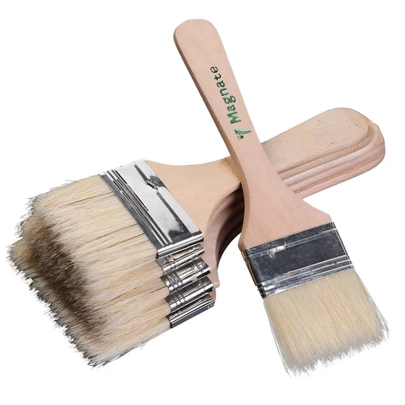 12 pièces/ensemble, pinceau de peinture à l'huile pour aquarelle, brosse d'art en poils de porc, brosse de nettoyage en bois facile à nettoyer, brosse à récurer pour barbecue