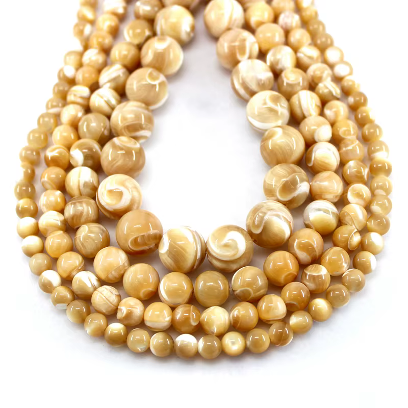 Nacre naturelle Trochus Shell blanc 4/6/8/10/12MM, perles rondes en vrac pour la fabrication de bijoux, Bracelets, accessoires de collier