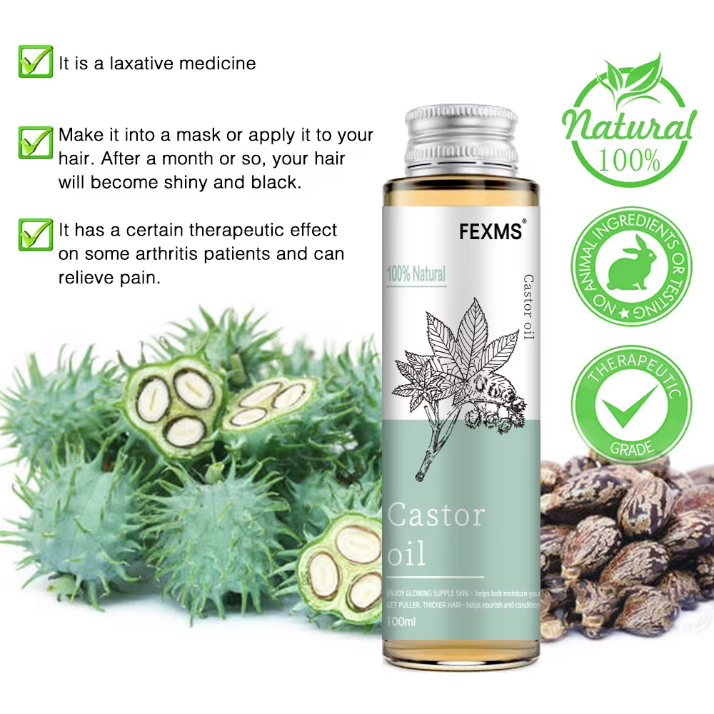 Huile de ricin 100 % pure pour la croissance des cheveux