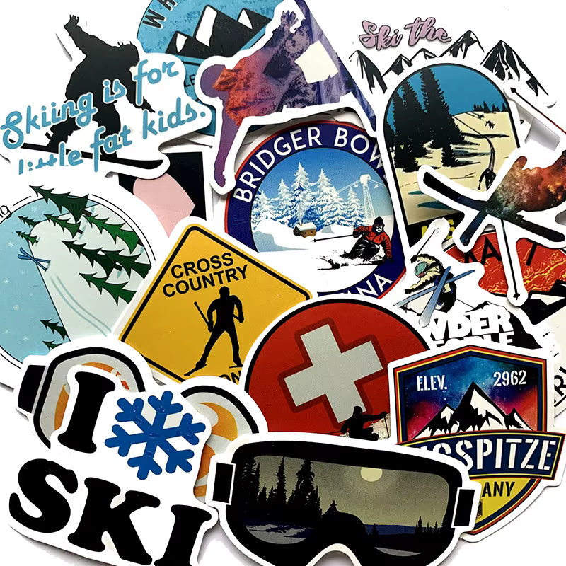 Autocollants de ski de dessin animé pour l'extérieur, autocollant étanche pour ordinateur portable, moto, bagage, réfrigérateur, voiture, 10 pièces, 30 pièces, 50 pièces, 506