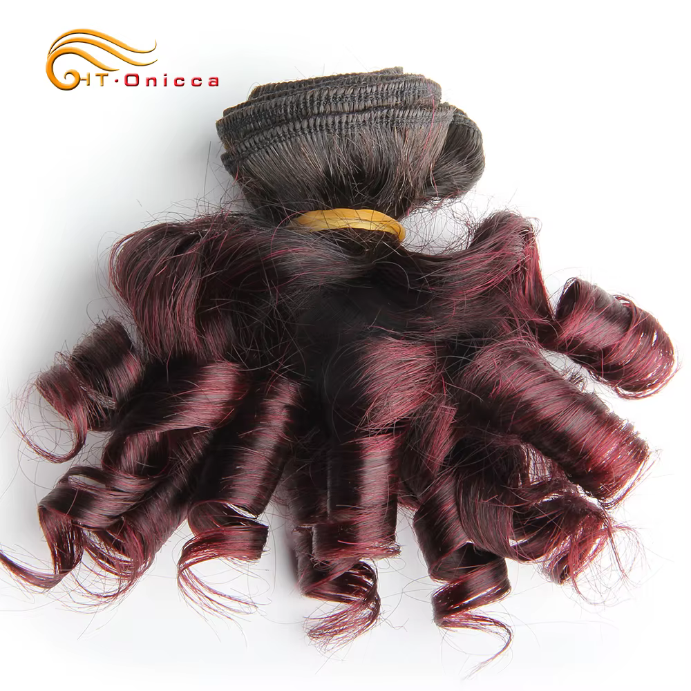 Htonicca-Extensions de Cheveux Brésiliens Naturels Courts Bouclés