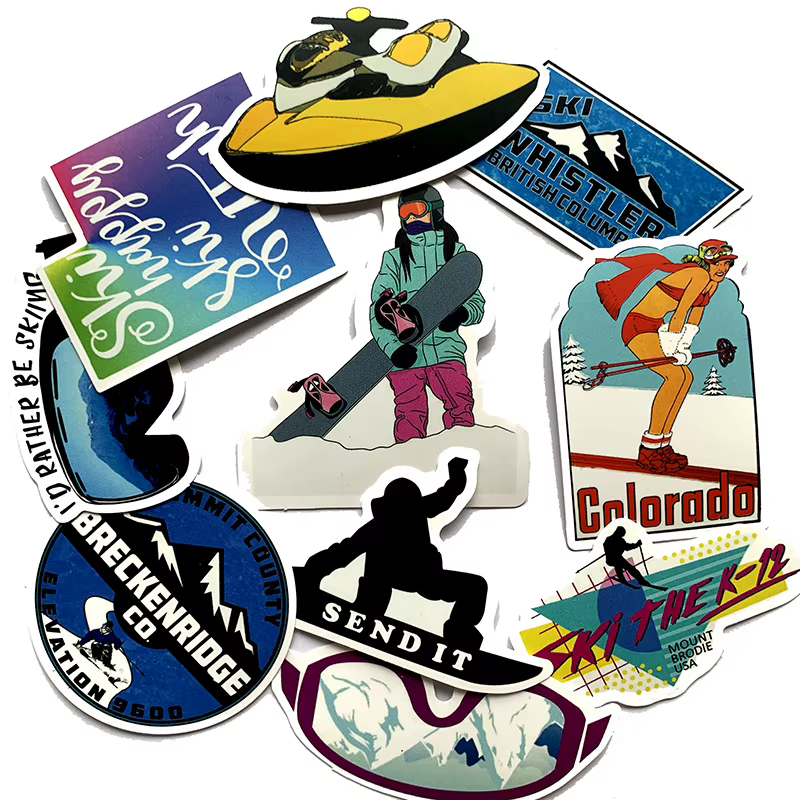 Autocollants de ski de dessin animé pour l'extérieur, autocollant étanche pour ordinateur portable, moto, bagage, réfrigérateur, voiture, 10 pièces, 30 pièces, 50 pièces, 506