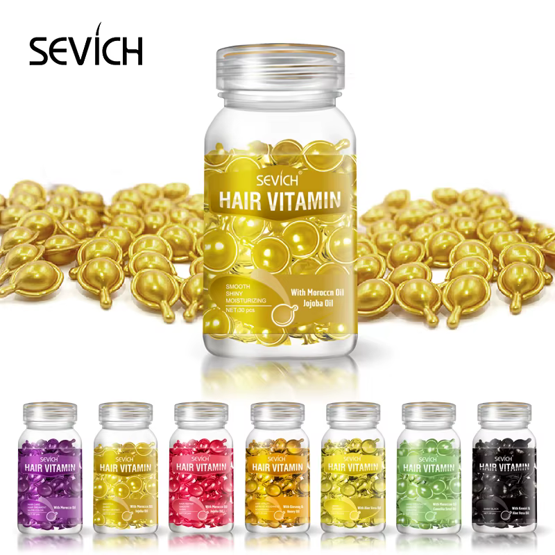 Sevich 3PCS/SET Kit de Capsules de Vitamines Capillaires à l'Huile de Kératine Complexe – Huile Capillaire Marocaine pour Soin et Réparation des Cheveux Abîmés – Sérum Traitant Lissant