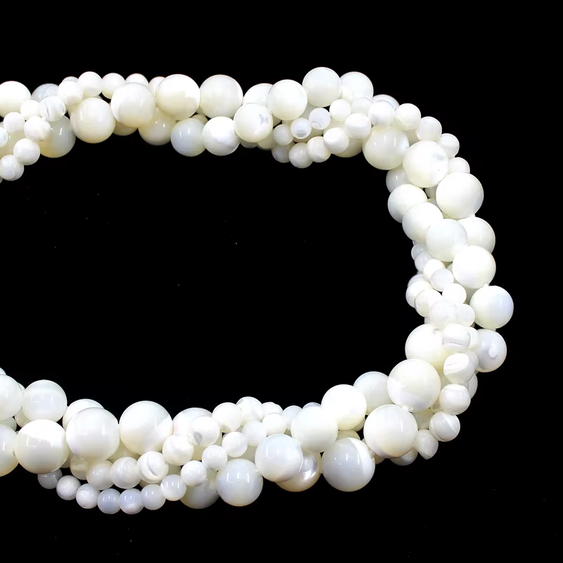 Nacre naturelle Trochus Shell blanc 4/6/8/10/12MM, perles rondes en vrac pour la fabrication de bijoux, Bracelets, accessoires de collier