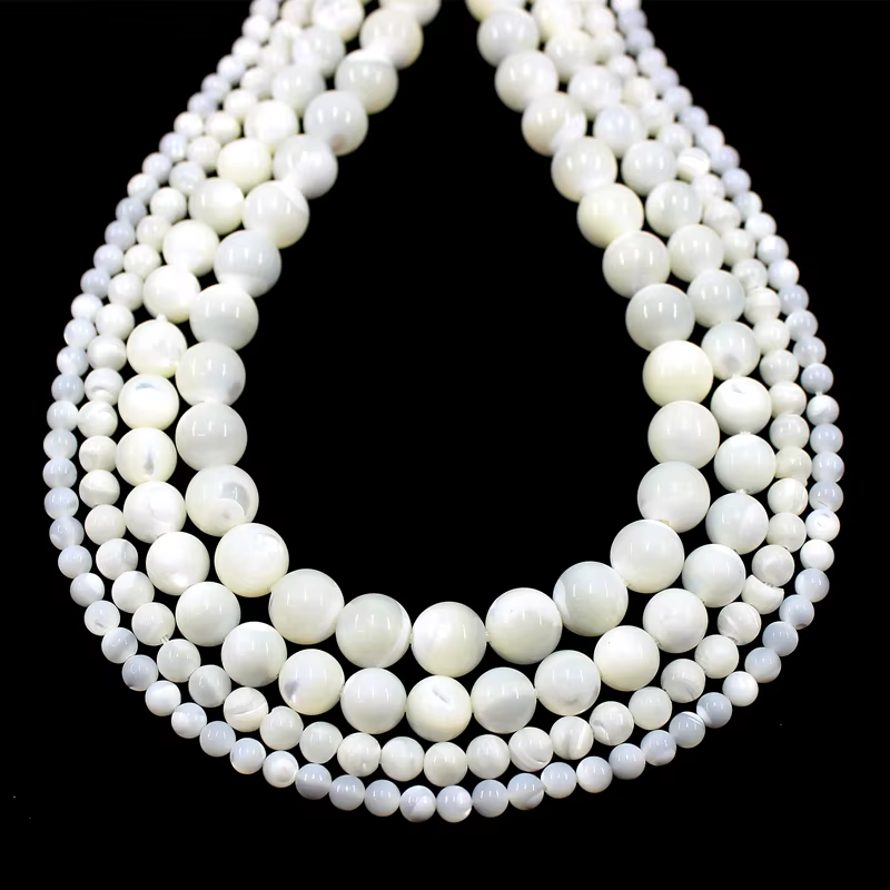Nacre naturelle Trochus Shell blanc 4/6/8/10/12MM, perles rondes en vrac pour la fabrication de bijoux, Bracelets, accessoires de collier