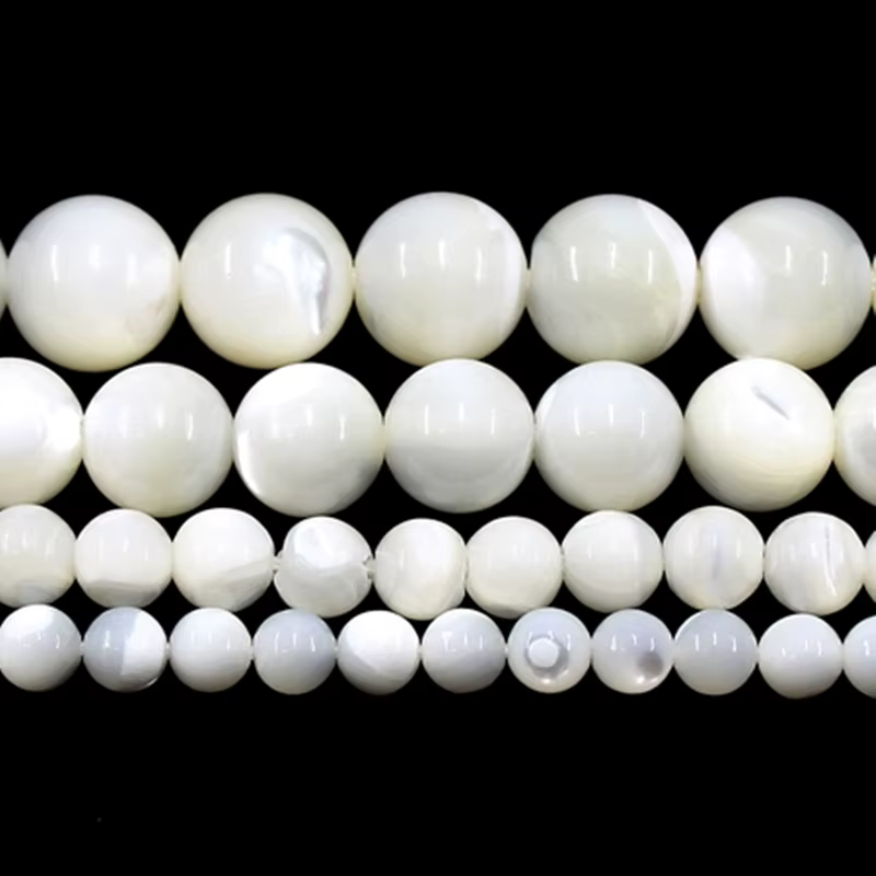 Nacre naturelle Trochus Shell blanc 4/6/8/10/12MM, perles rondes en vrac pour la fabrication de bijoux, Bracelets, accessoires de collier