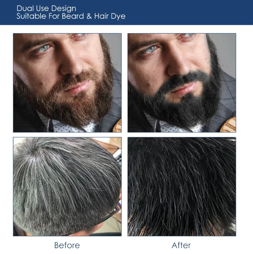 Shampoing de teinture de barbe Permanent naturel longue durée 30ml * 2 pour hommes élimination