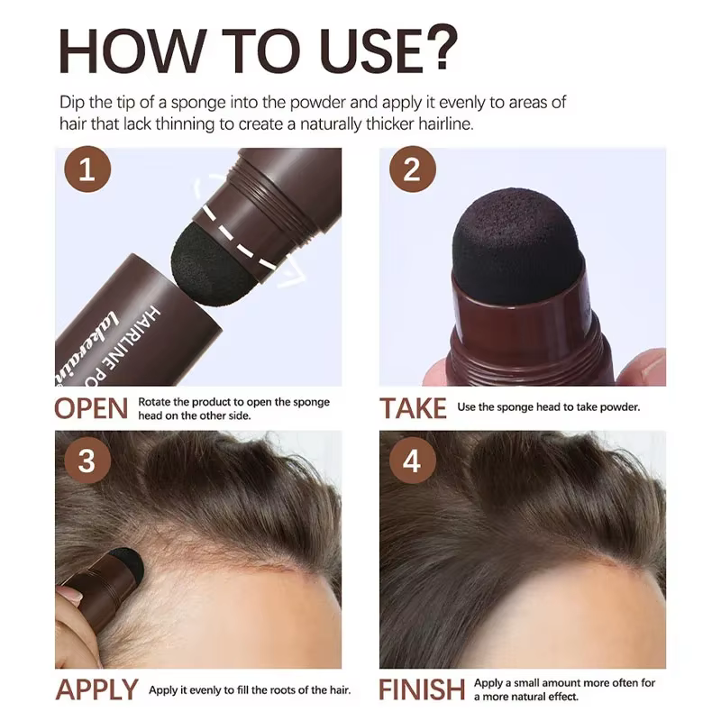 Poudre de ligne de cheveux noire et brune